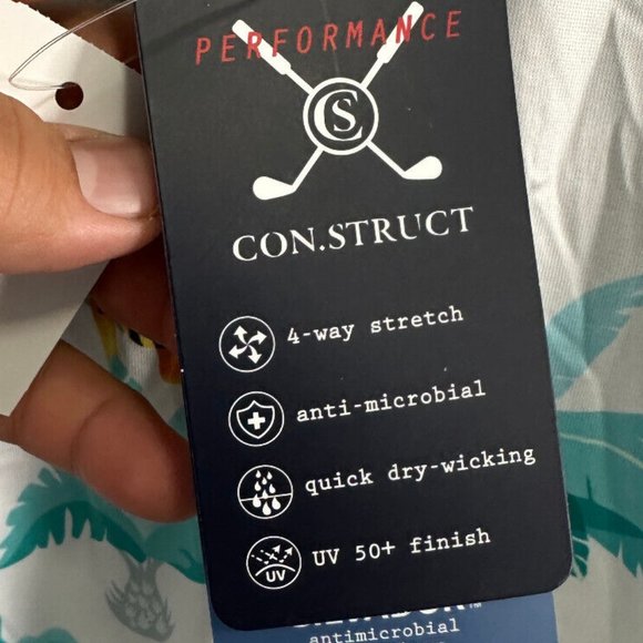 Construct Golf Shirt Aqua Green Palms & Tiger Sz XL - Picture 3 of 9